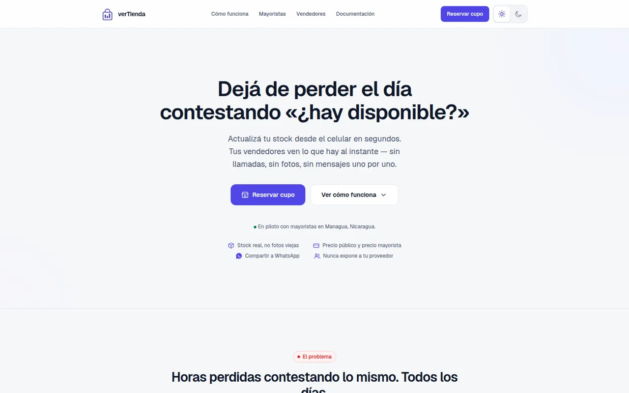 Screenshot of verTienda